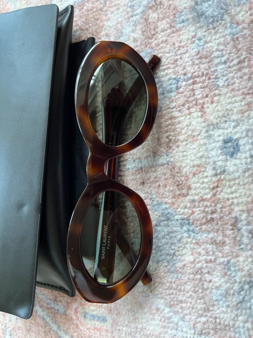 SAINT LAURENT EYEWEAR Oval-frame tortoiseshell acetate sunglasses